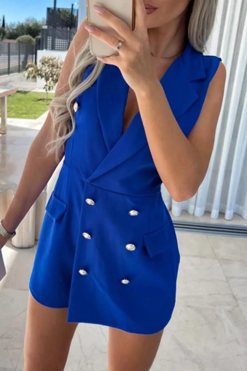 Casual Solid Patchwork V Neck Straight Jumpsuits(6 Colors)