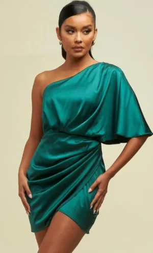 CELESTE ONE SHOULDER ASYMMETRICAL MINI DRESS
