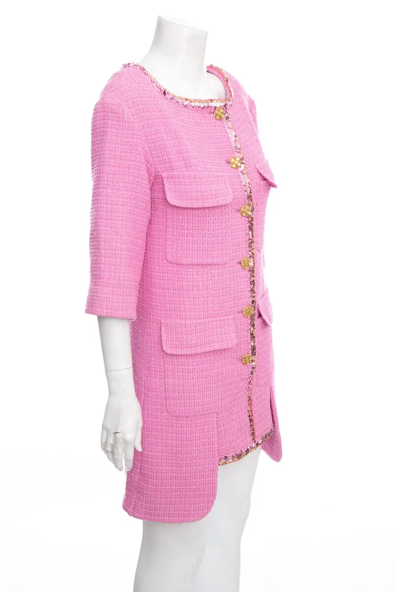 Chanel 2022 Tweed Pink Mini Dress SZ 36