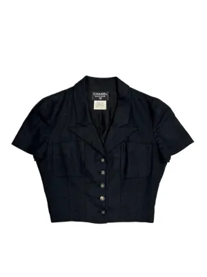 Chanel Black Logo Button Shirt Jacket