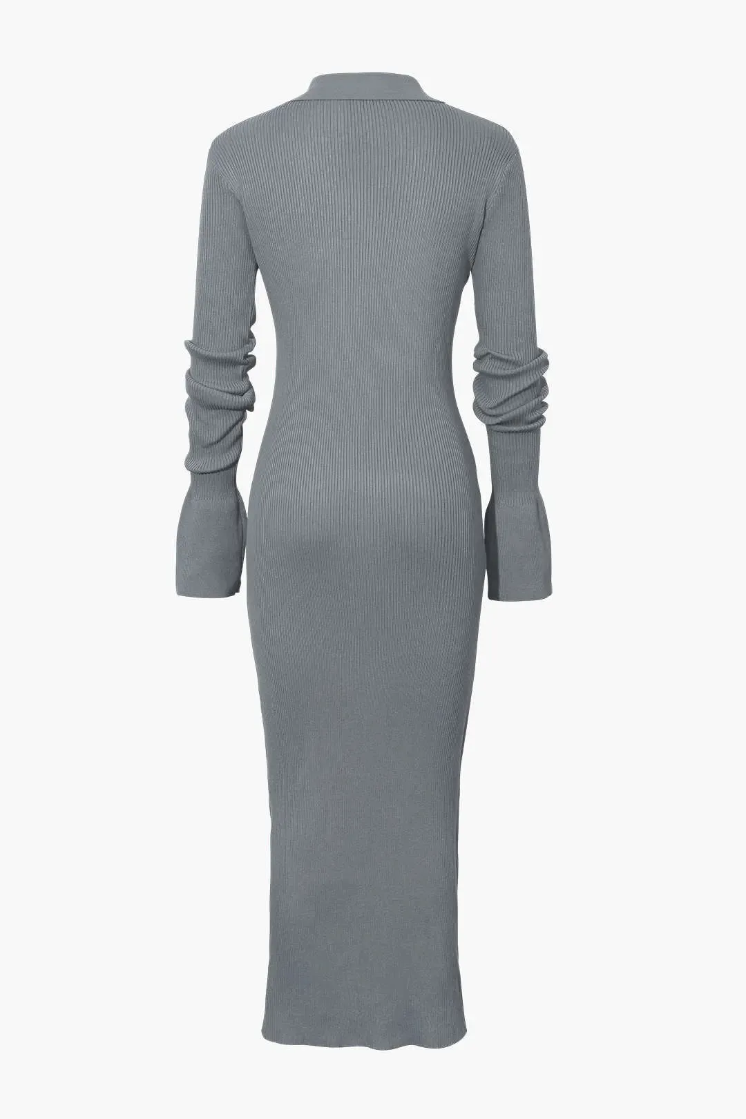 Charlotte - Elegant Ribbed Button Detail Woman's Maxi Dress