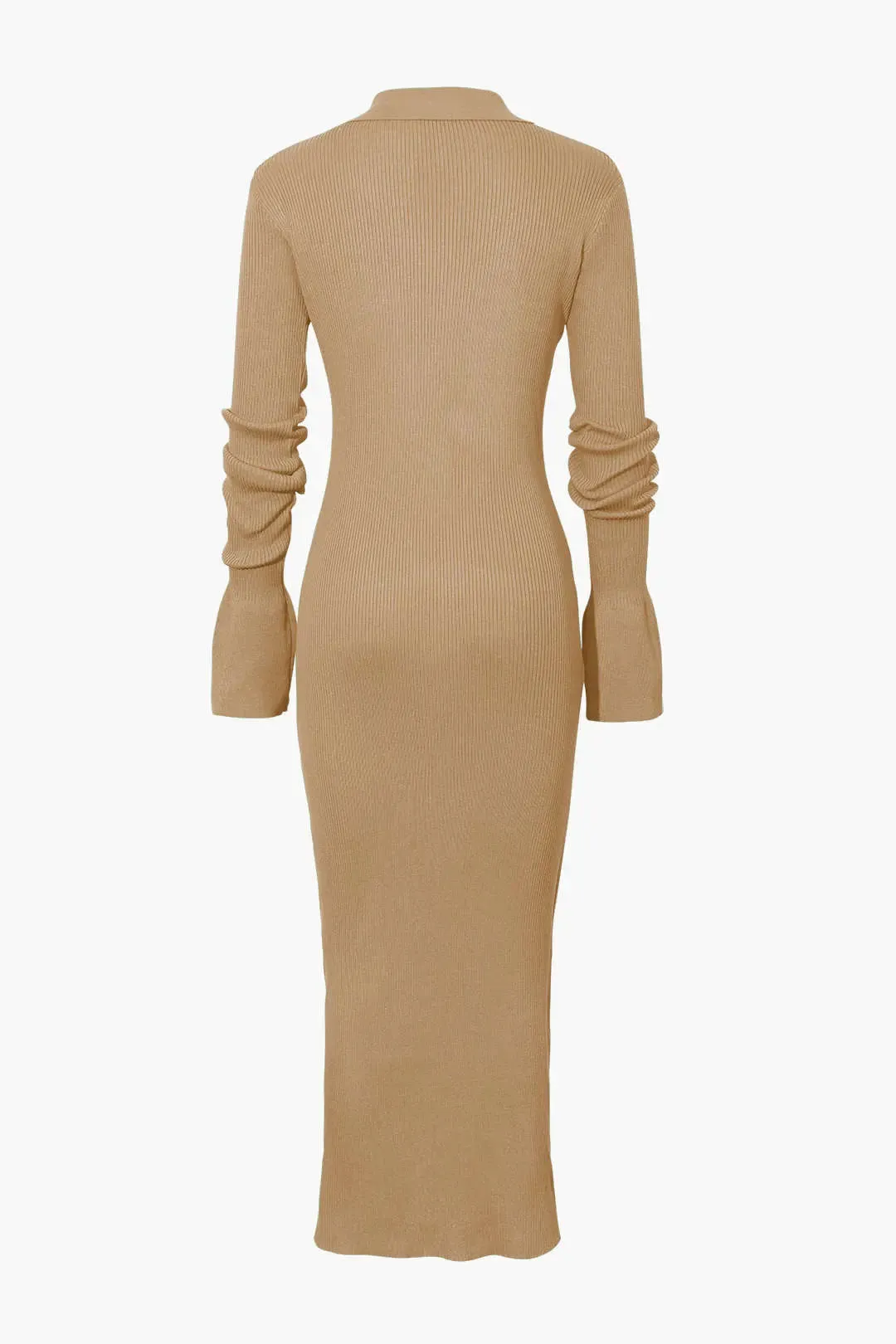 Charlotte - Elegant Ribbed Button Detail Woman's Maxi Dress