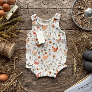 Chicken Meadow Bloomer Romper | Ready To Post