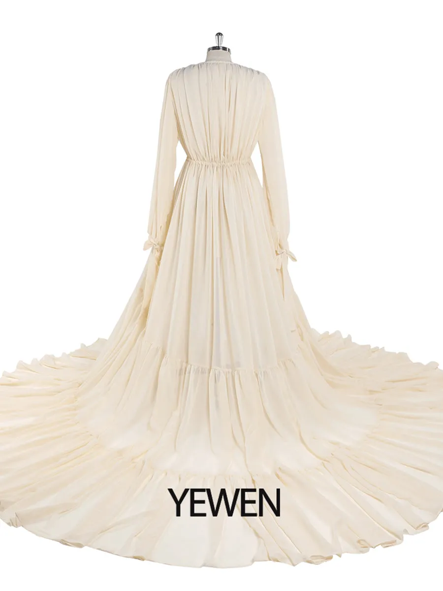 Chiffon Tan Color Custom Plus Size Maternity Gown Photography Dress YW220217
