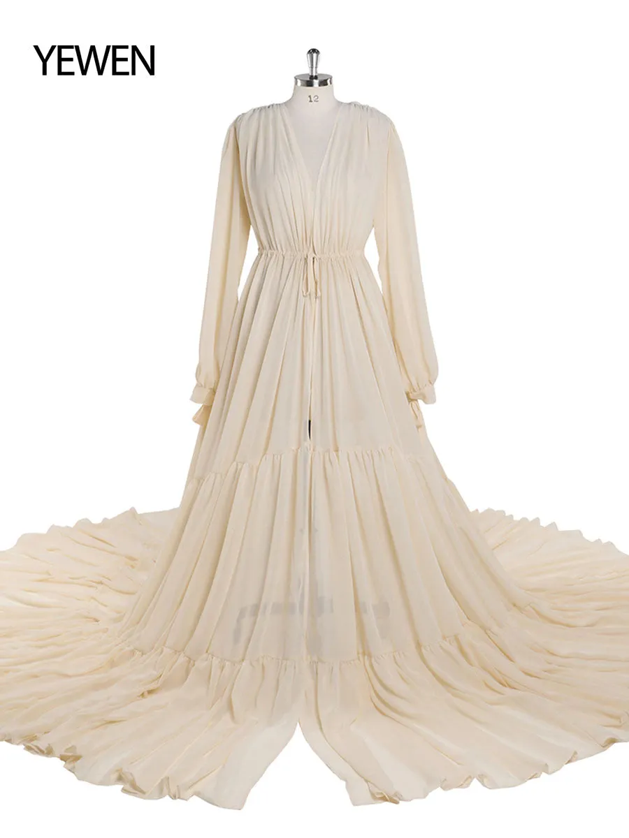 Chiffon Tan Color Custom Plus Size Maternity Gown Photography Dress YW220217