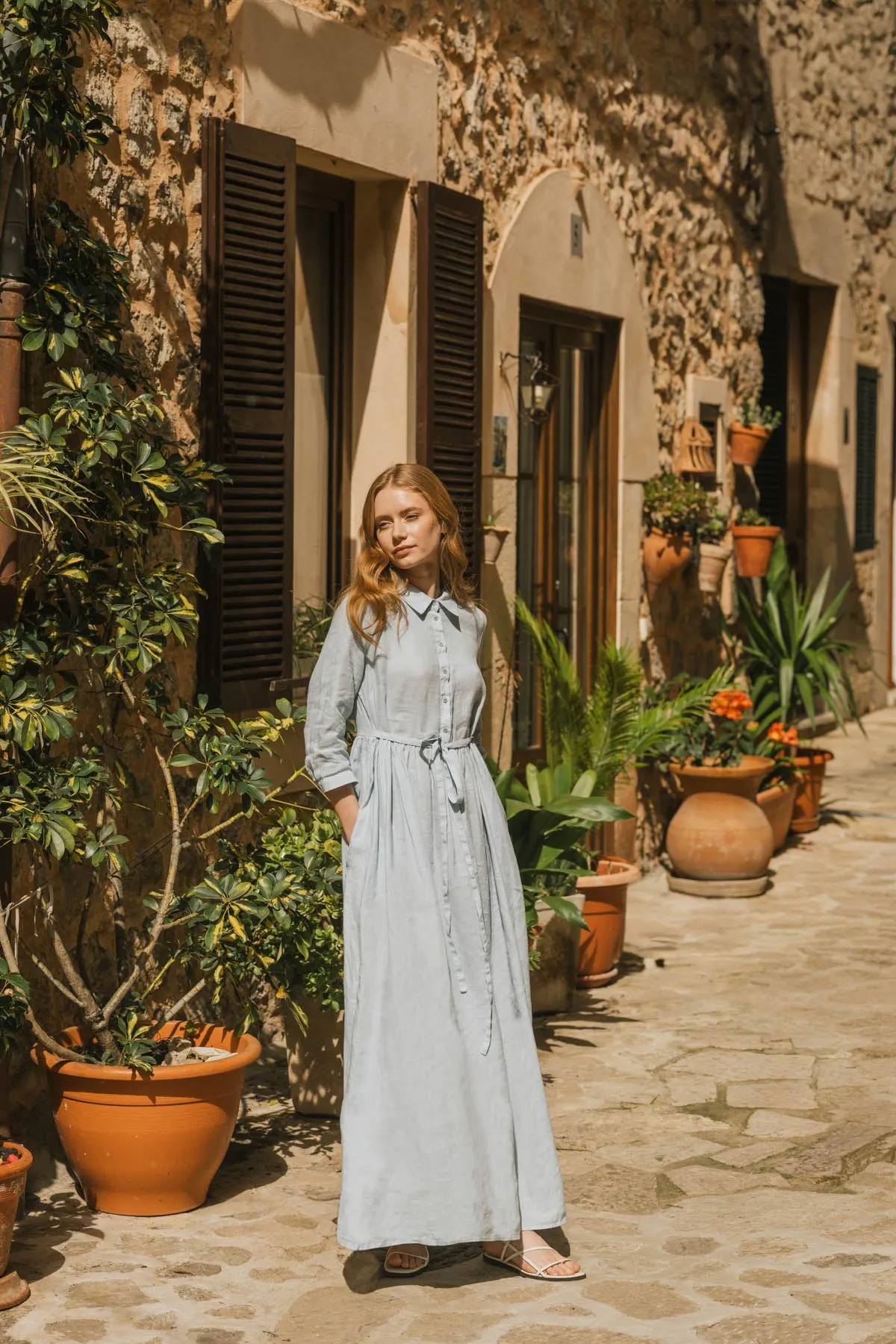 Clarisa - Linen Dress in Frost