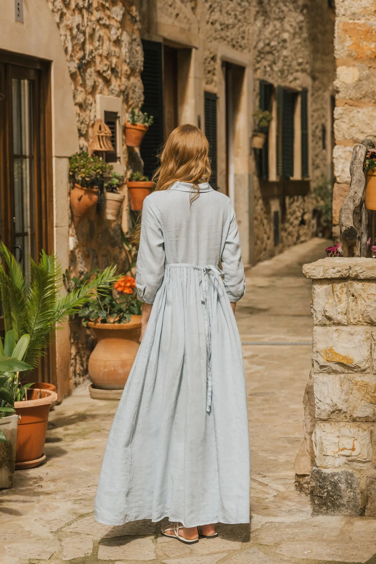Clarisa - Linen Dress in Frost