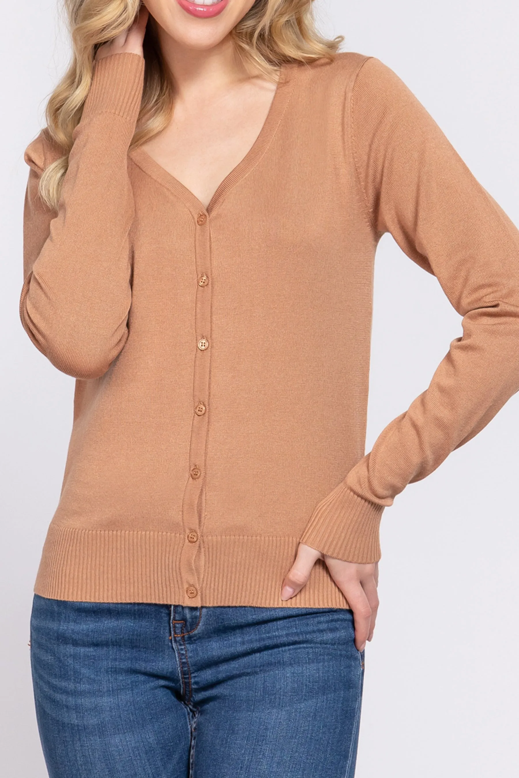 Classic Sweater Cardigan V-Neck, Button Front, Long Sleeve Design SW13661C28 $9.75