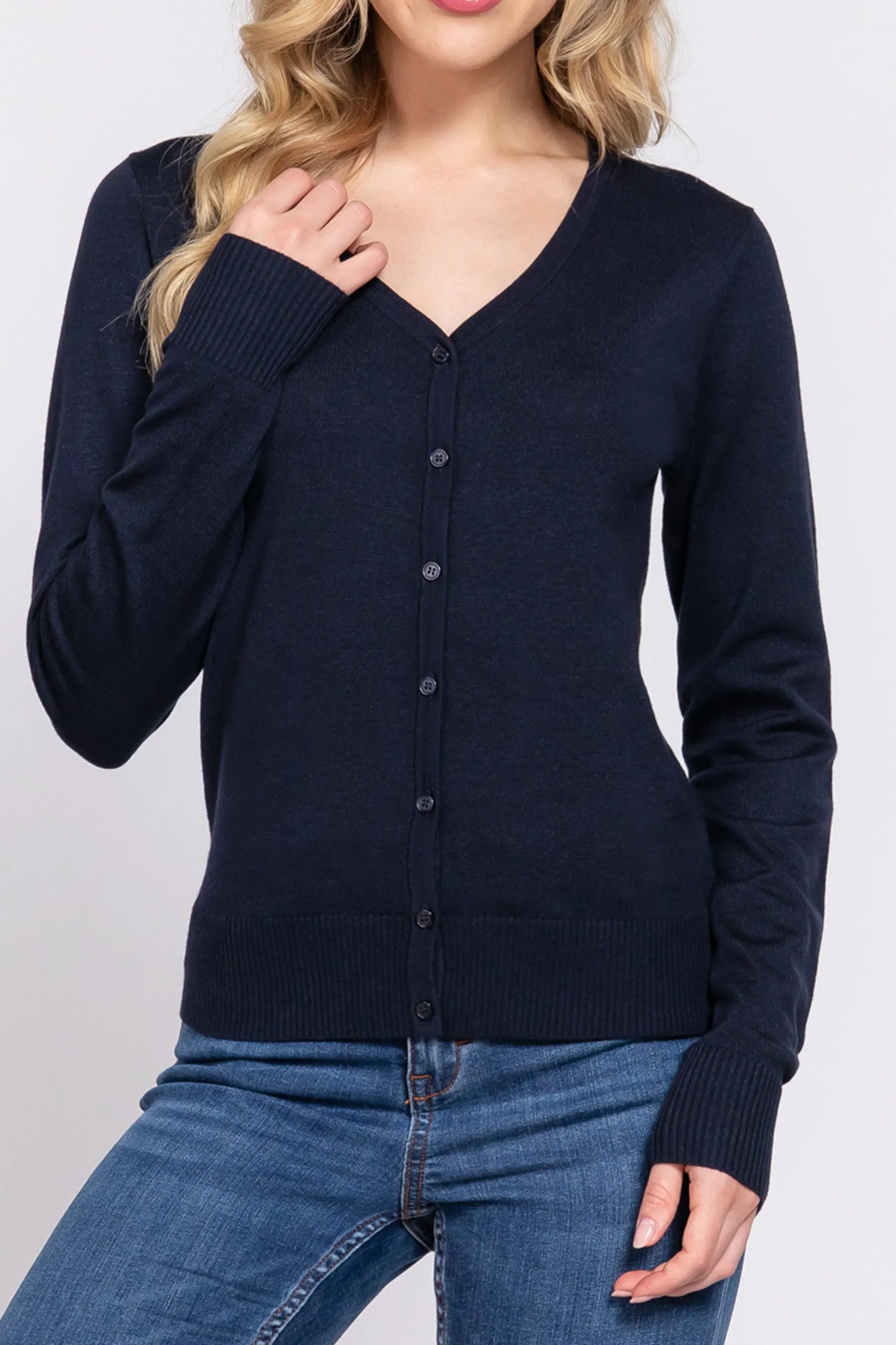 Classic Sweater Cardigan V-Neck, Button Front, Long Sleeve Design SW13661C28 $9.75