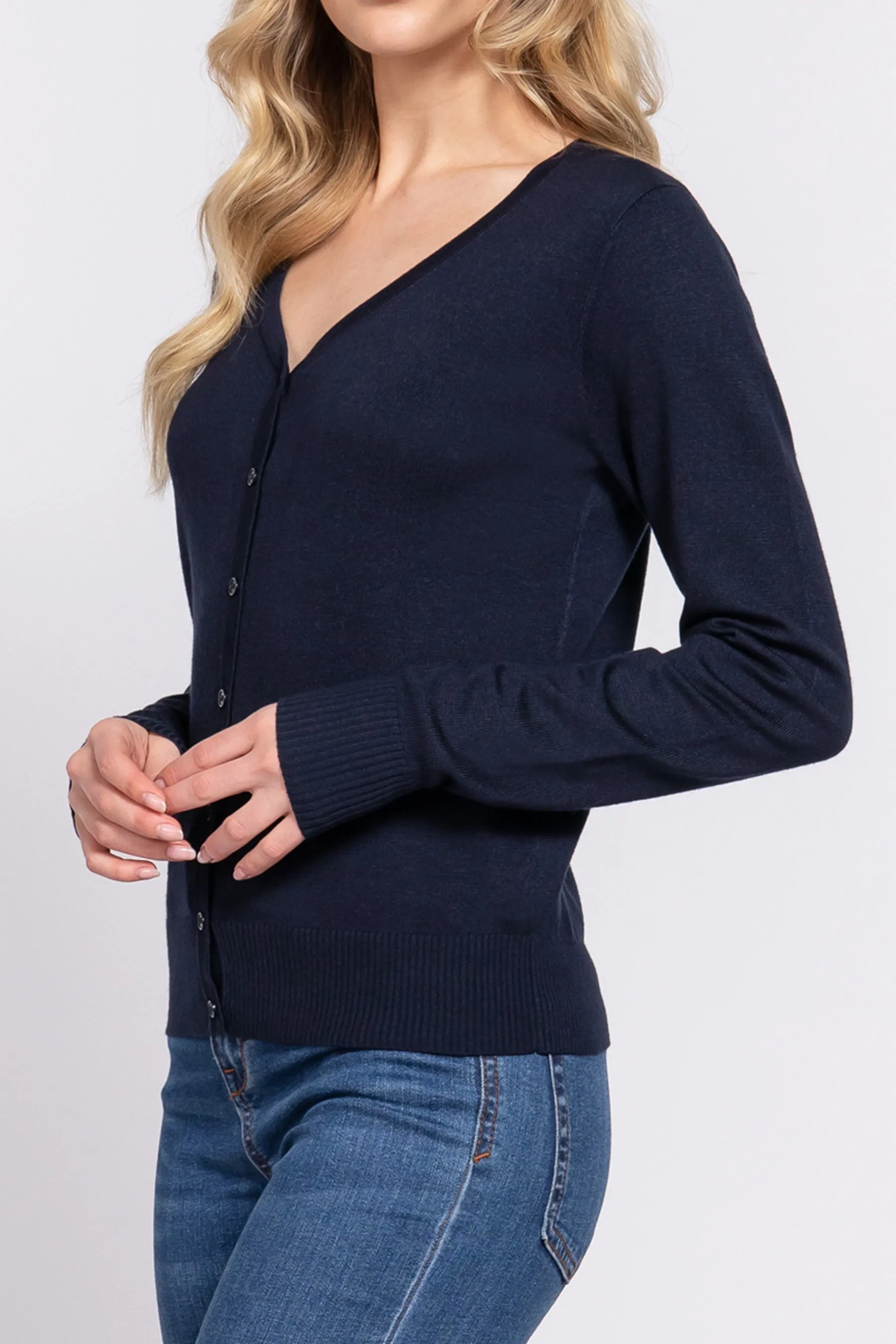 Classic Sweater Cardigan V-Neck, Button Front, Long Sleeve Design SW13661C28 $9.75