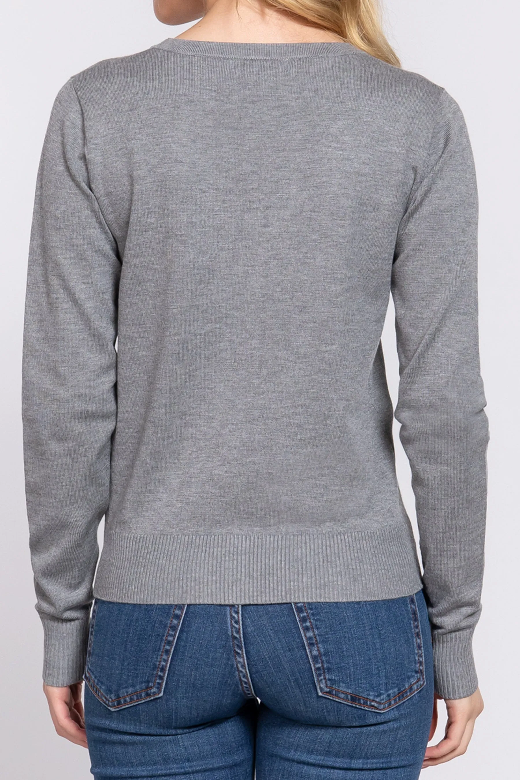 Classic Sweater Cardigan V-Neck, Button Front, Long Sleeve Design SW13661C28 $9.75