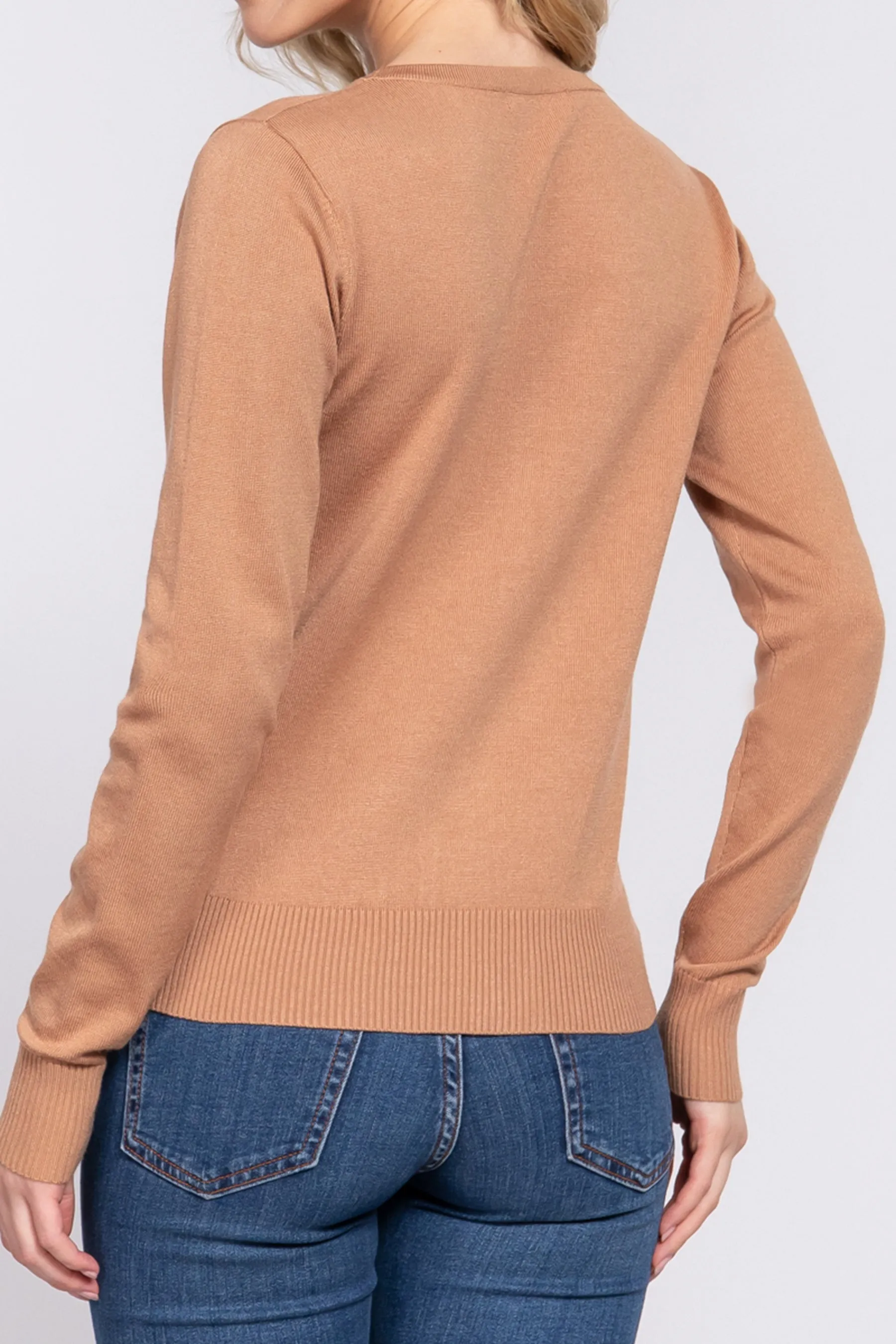 Classic Sweater Cardigan V-Neck, Button Front, Long Sleeve Design SW13661C28 $9.75
