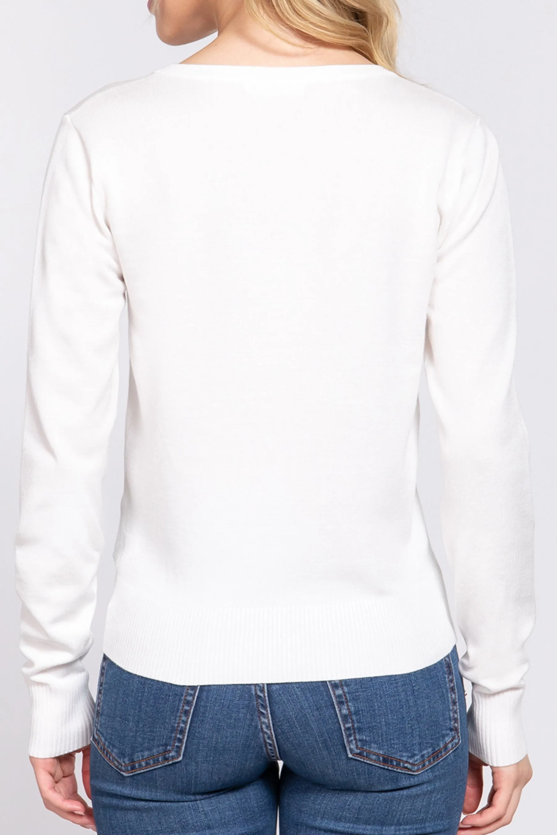 Classic Sweater Cardigan V-Neck, Button Front, Long Sleeve Design SW13661C28 $9.75