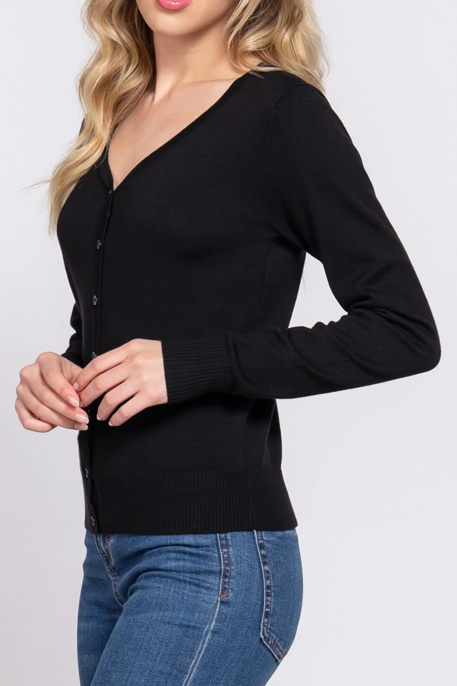 Classic Sweater Cardigan V-Neck, Button Front, Long Sleeve Design SW13661C28 $9.75