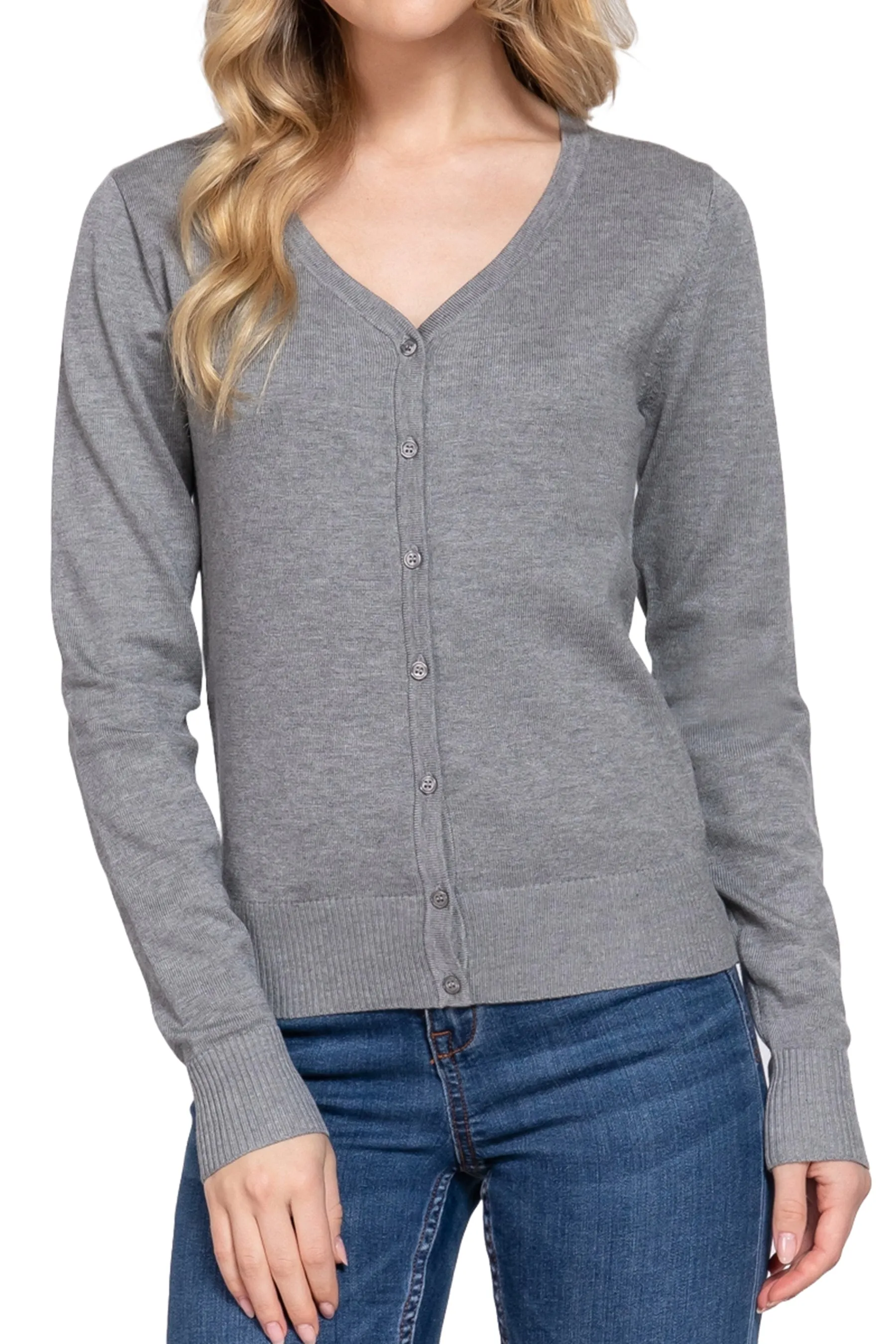 Classic Sweater Cardigan V-Neck, Button Front, Long Sleeve Design SW13661C28 $9.75