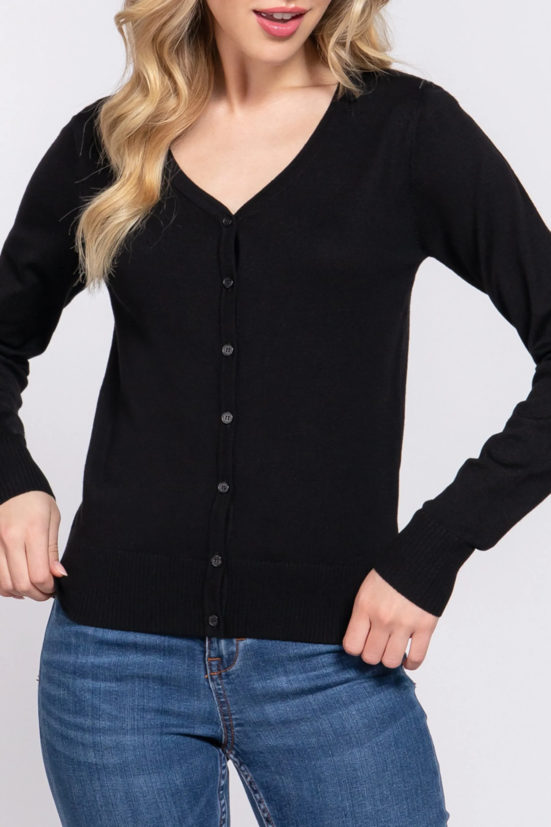 Classic Sweater Cardigan V-Neck, Button Front, Long Sleeve Design SW13661C28 $9.75