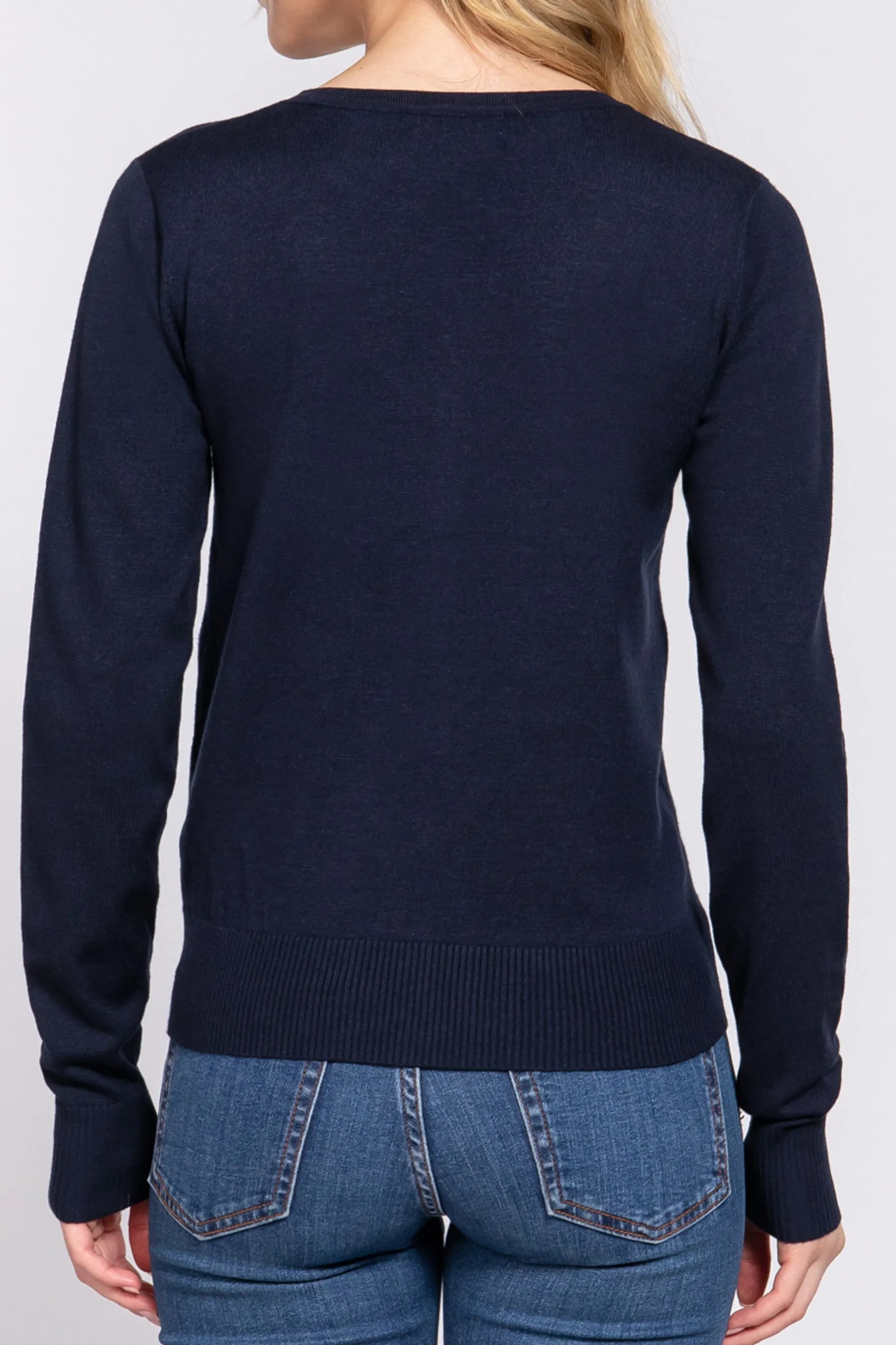 Classic Sweater Cardigan V-Neck, Button Front, Long Sleeve Design SW13661C28 $9.75