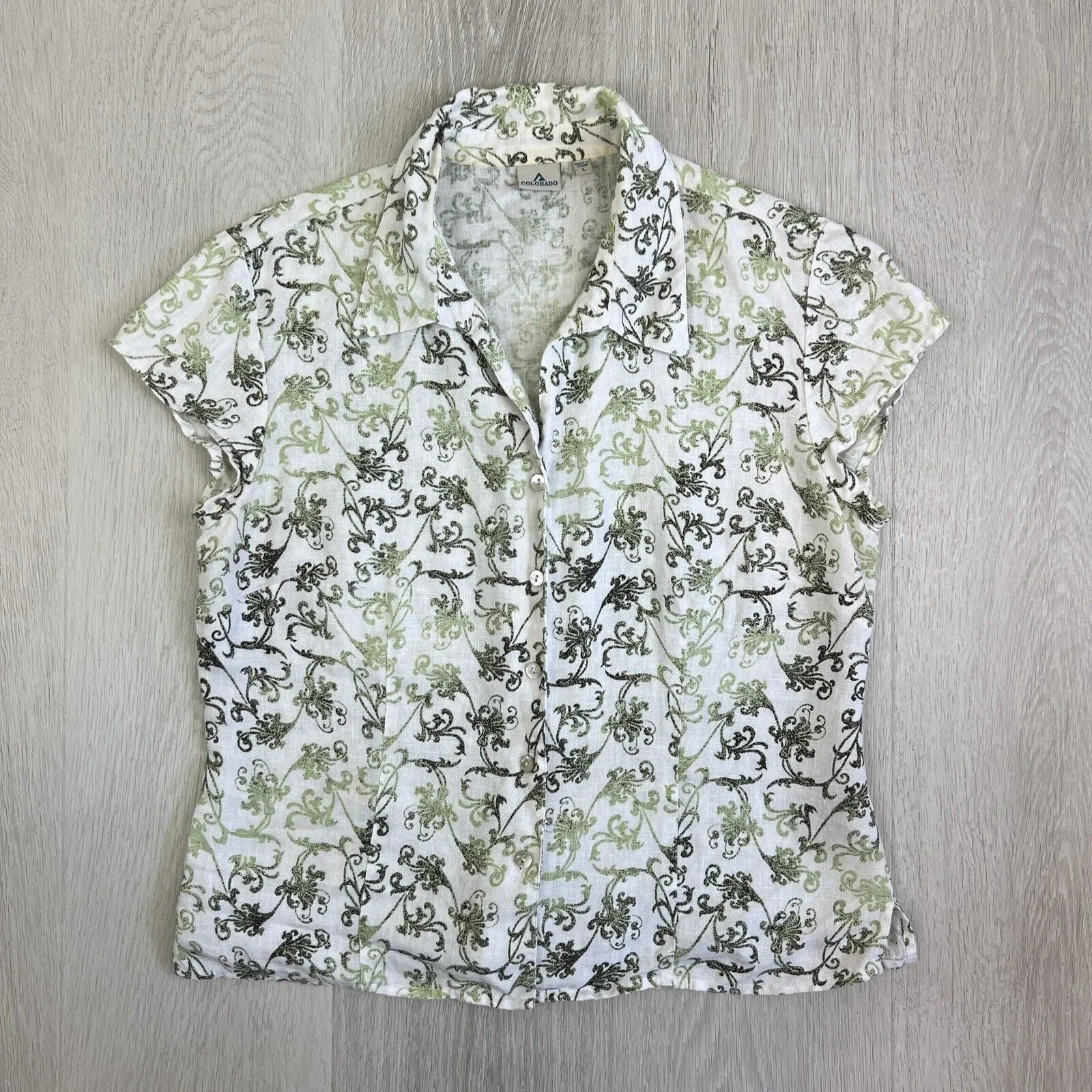 Colorado Womens Button Up Linen Shirt Size Large