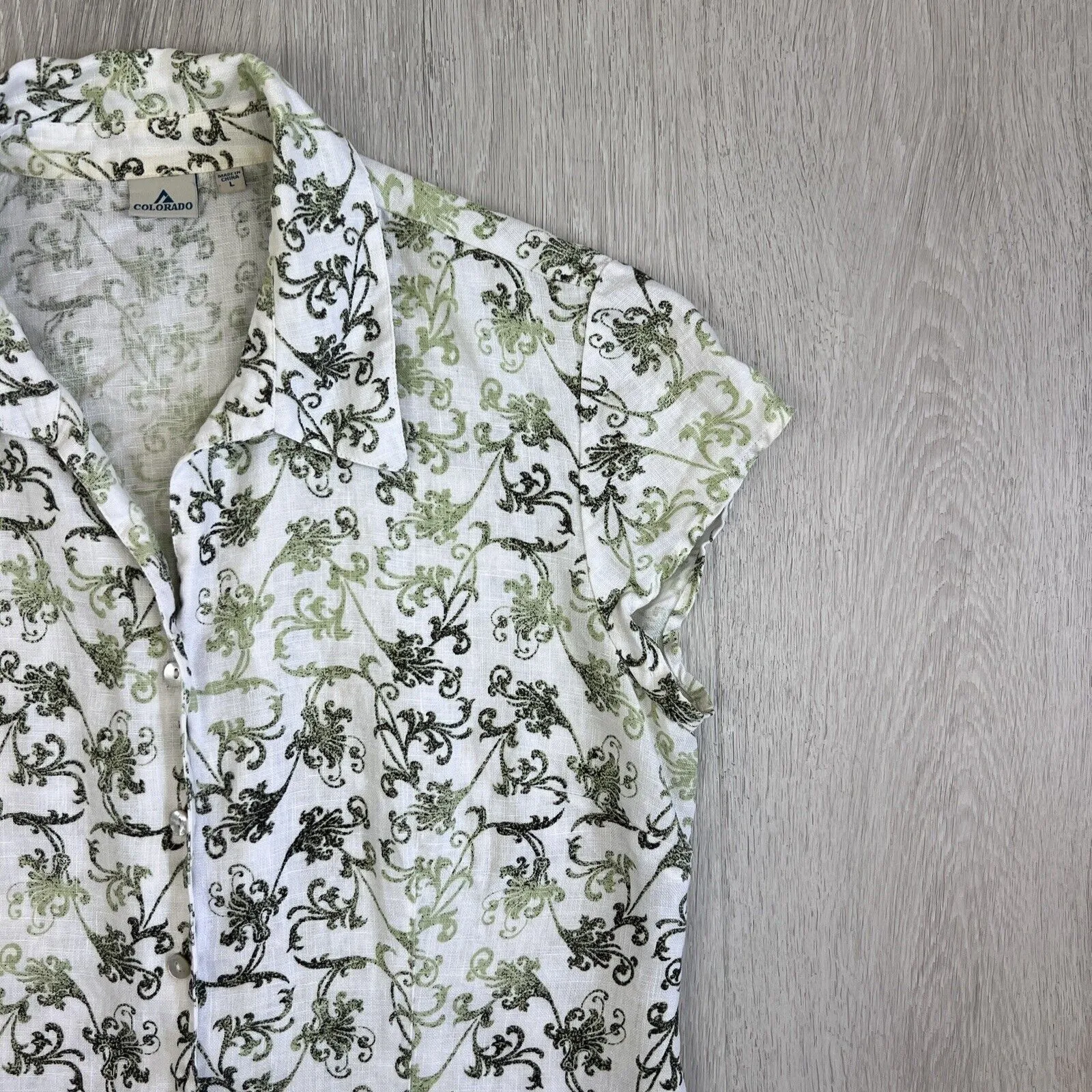 Colorado Womens Button Up Linen Shirt Size Large
