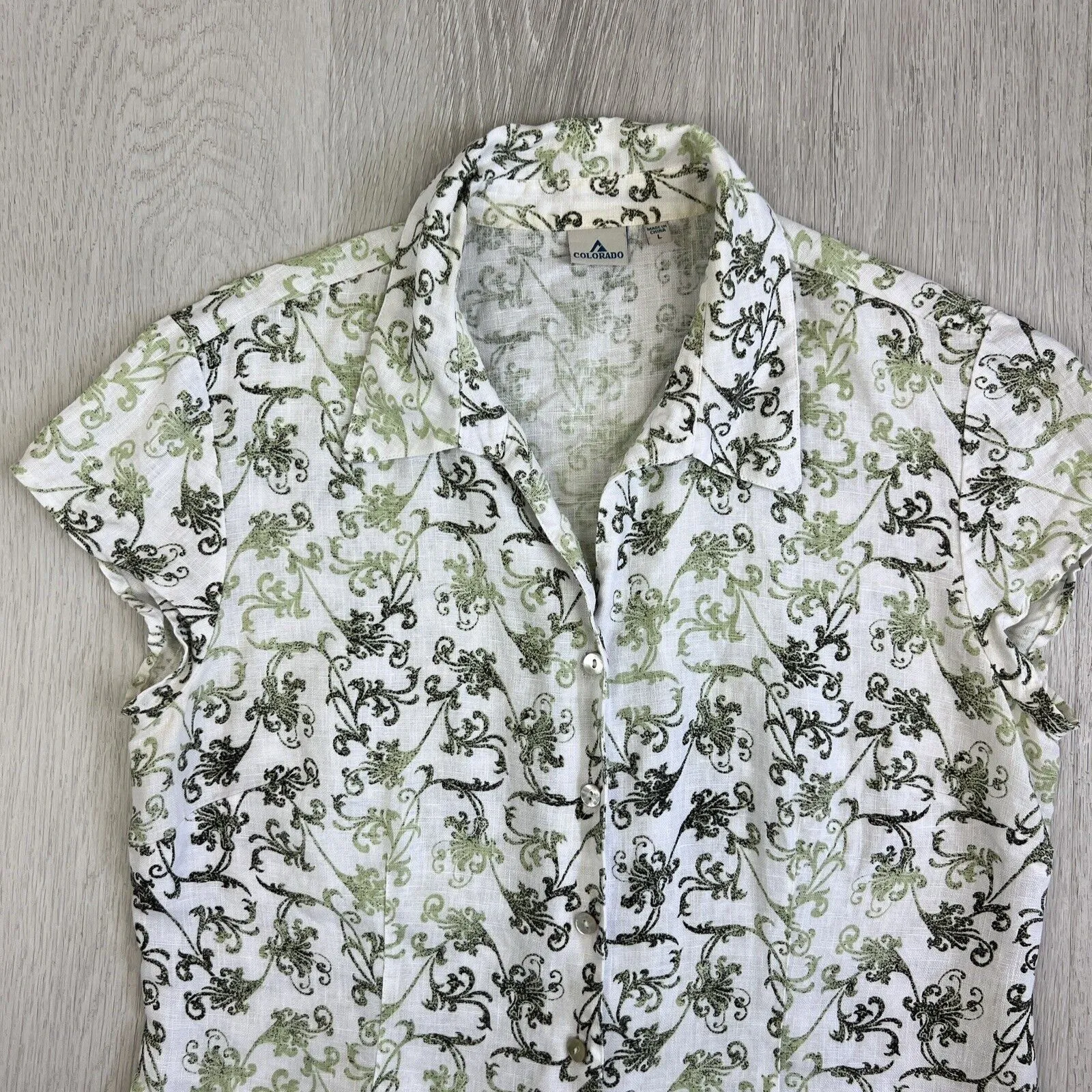 Colorado Womens Button Up Linen Shirt Size Large