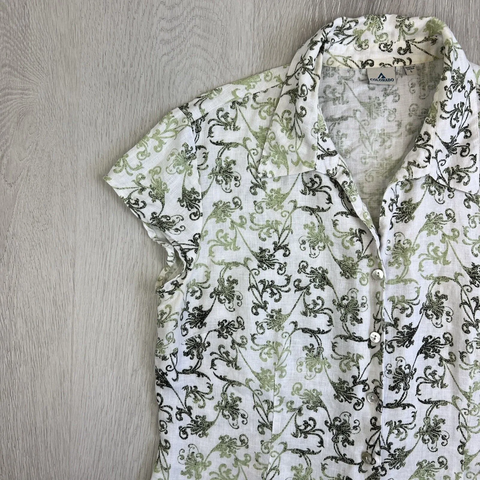 Colorado Womens Button Up Linen Shirt Size Large