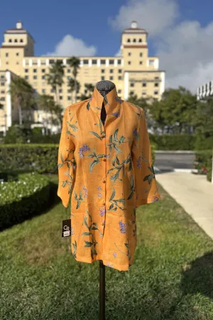 Connie Roberson Forget Me Knot Linen Jacket in Mango