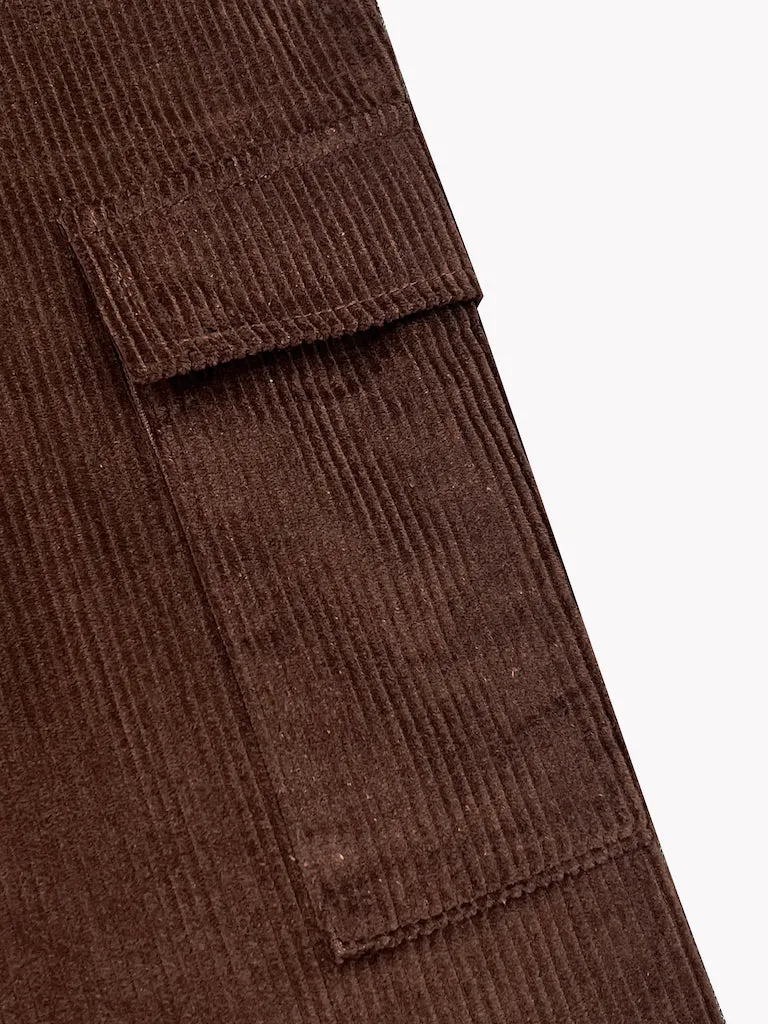 Corduroy Cargo Pants-Chocolate