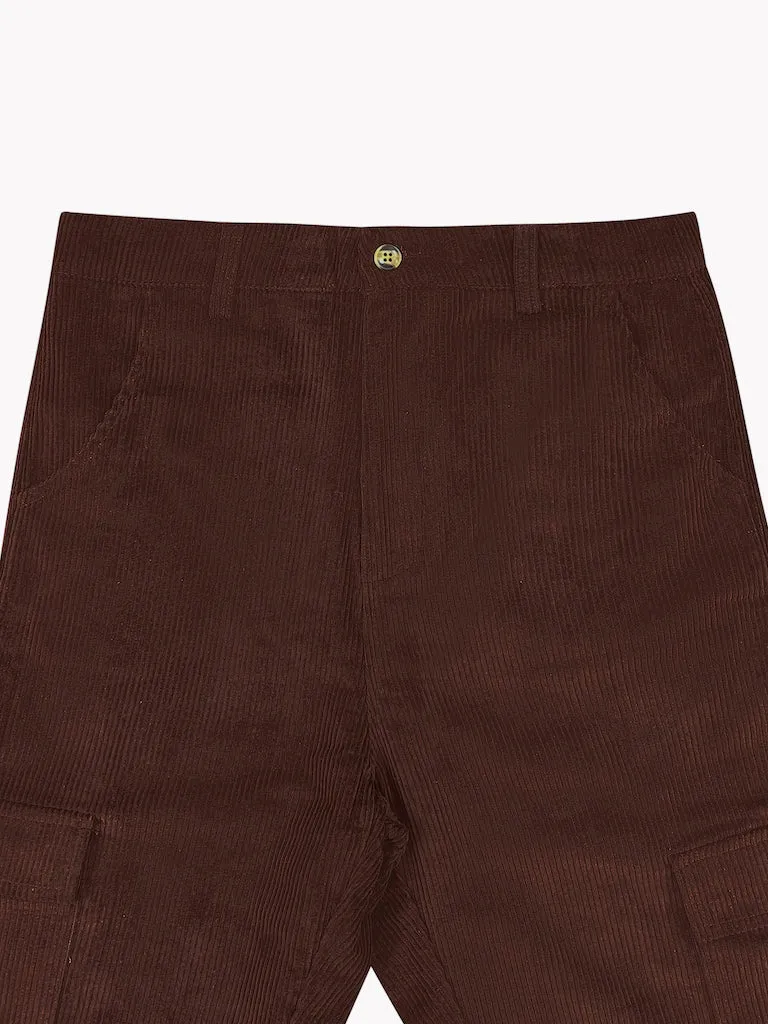 Corduroy Cargo Pants-Chocolate