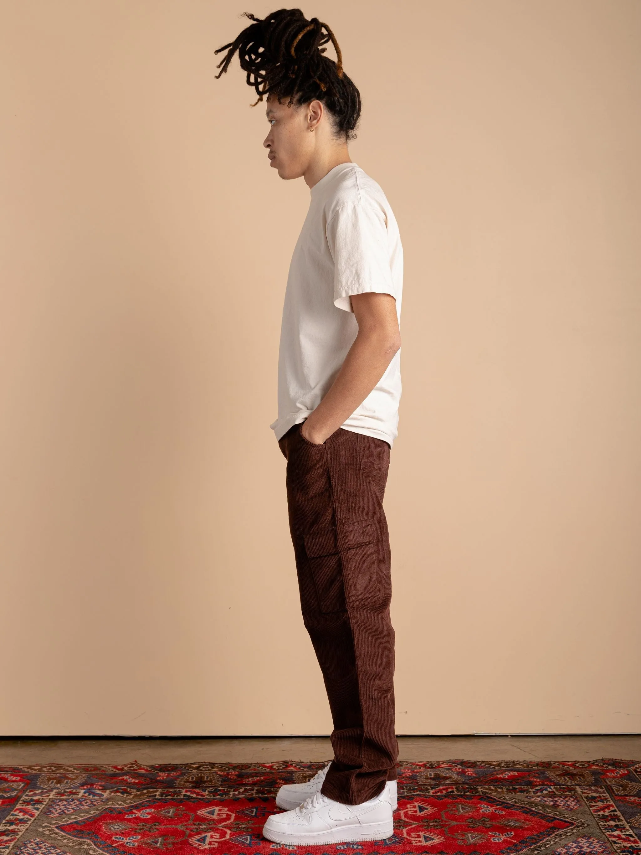 Corduroy Cargo Pants-Chocolate