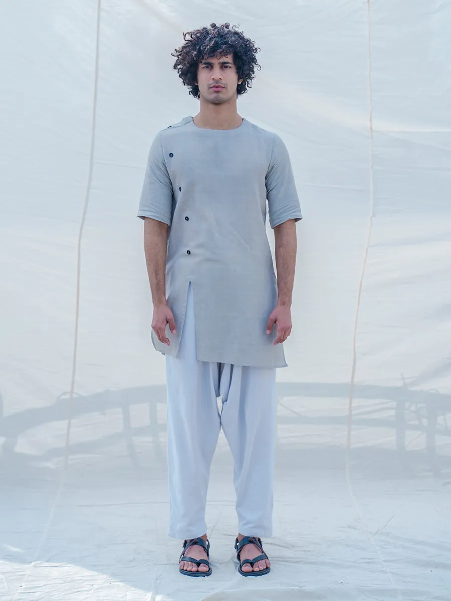Cotton X Linen Slay in Grey Kurta