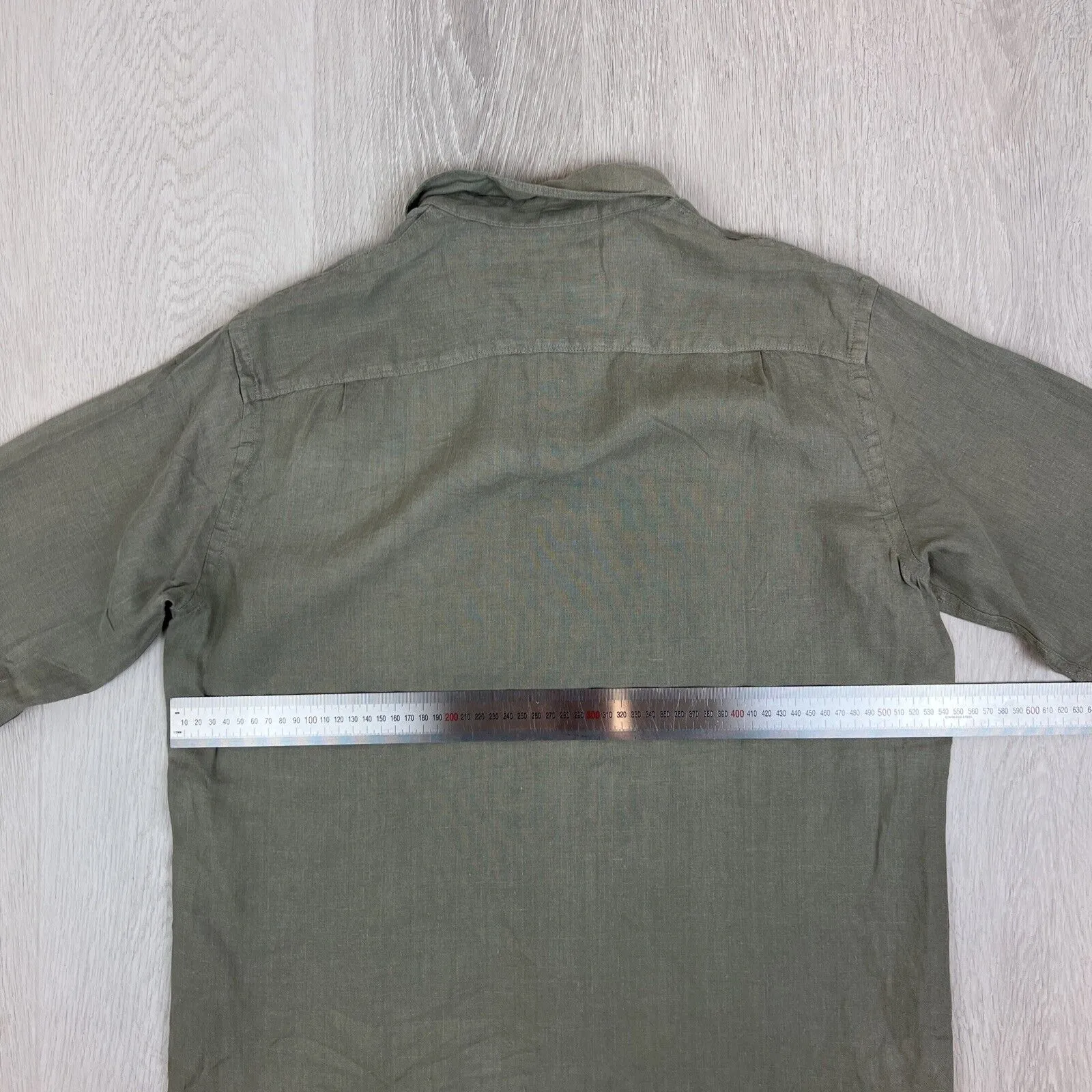 Country Road Mens Olive Green 100% Linen Button Up Shirt Size Small