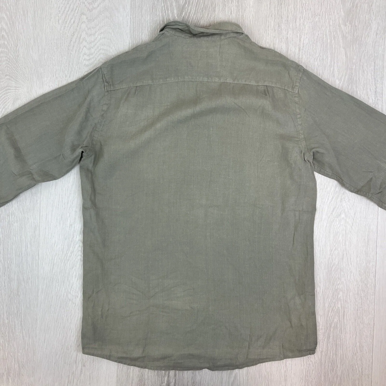 Country Road Mens Olive Green 100% Linen Button Up Shirt Size Small
