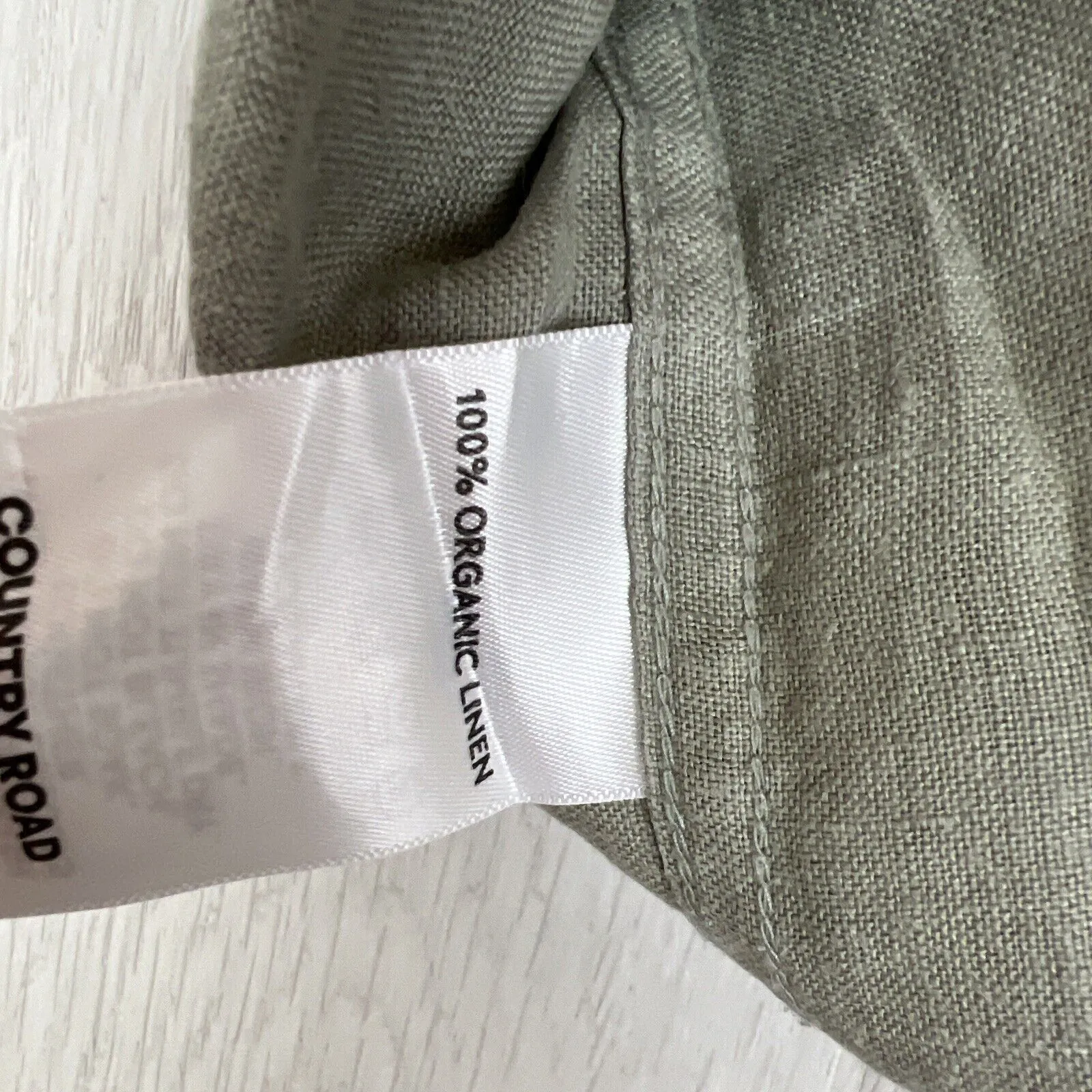 Country Road Mens Olive Green 100% Linen Button Up Shirt Size Small