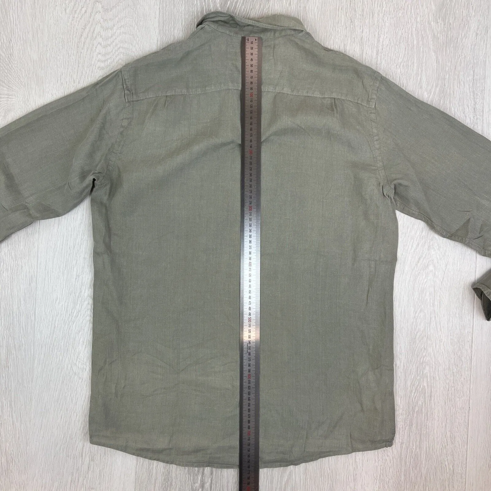 Country Road Mens Olive Green 100% Linen Button Up Shirt Size Small