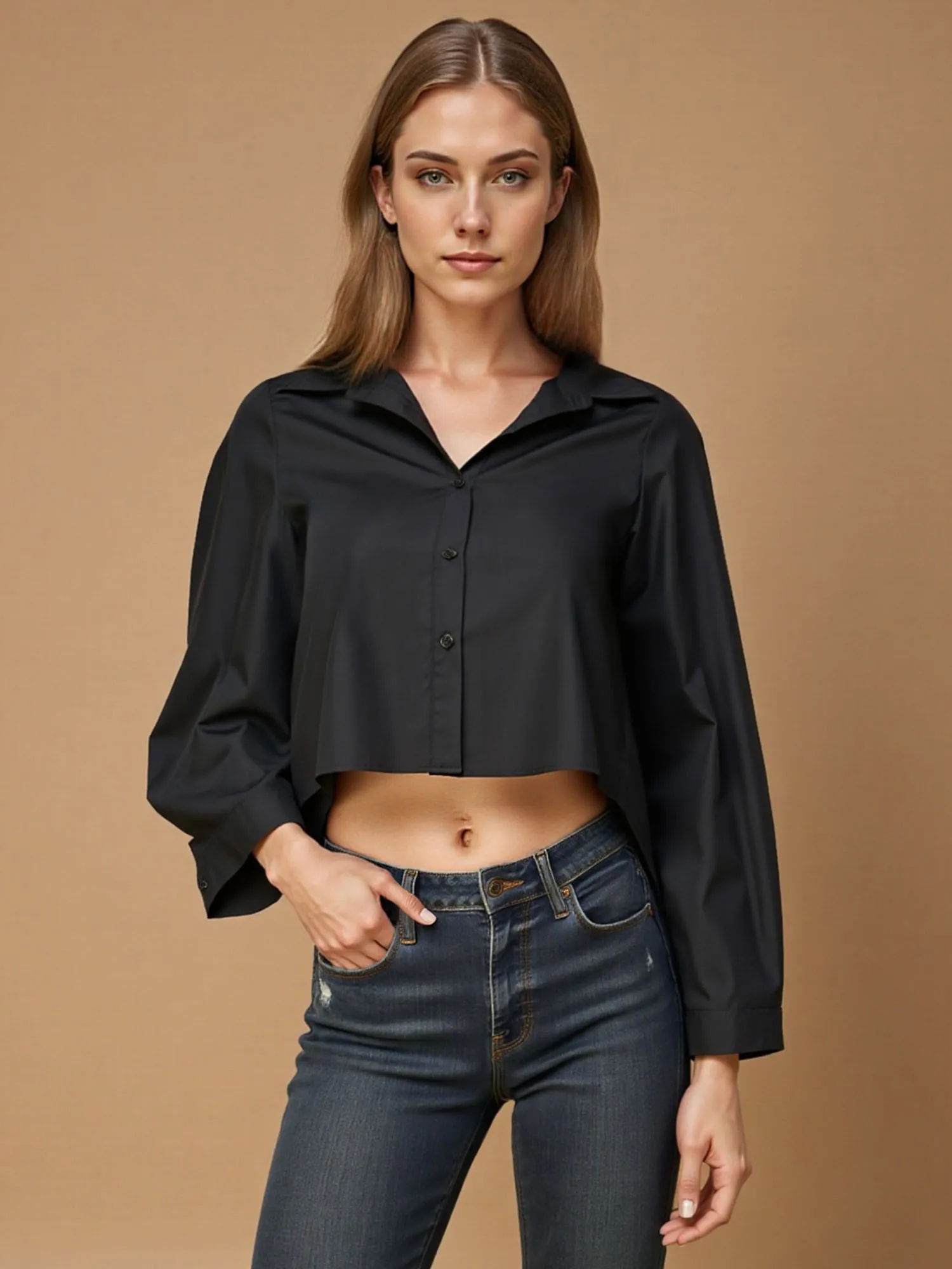 Cropped Button Down Shirt