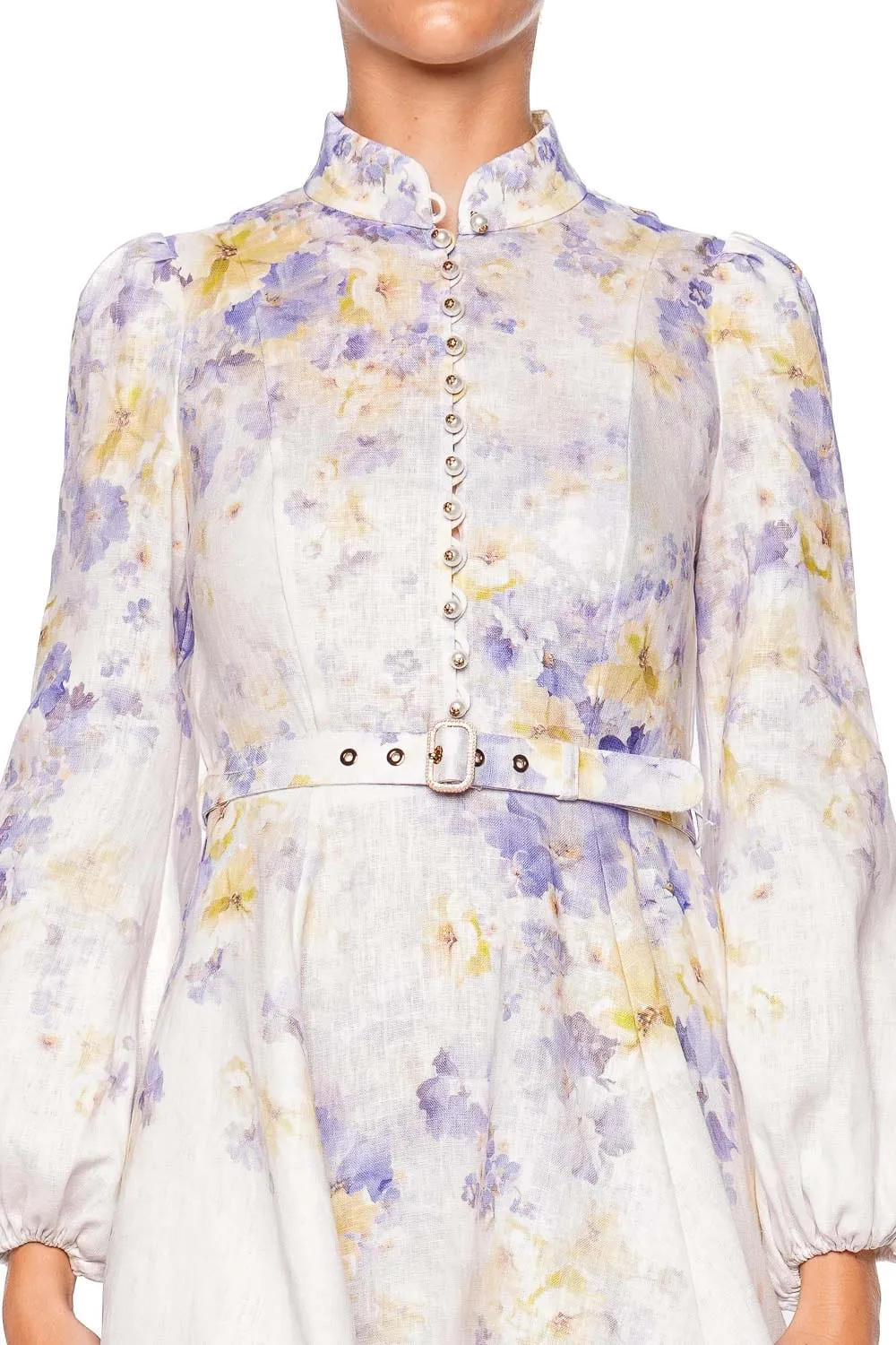 Crush Buttoned Linen Mini Dress