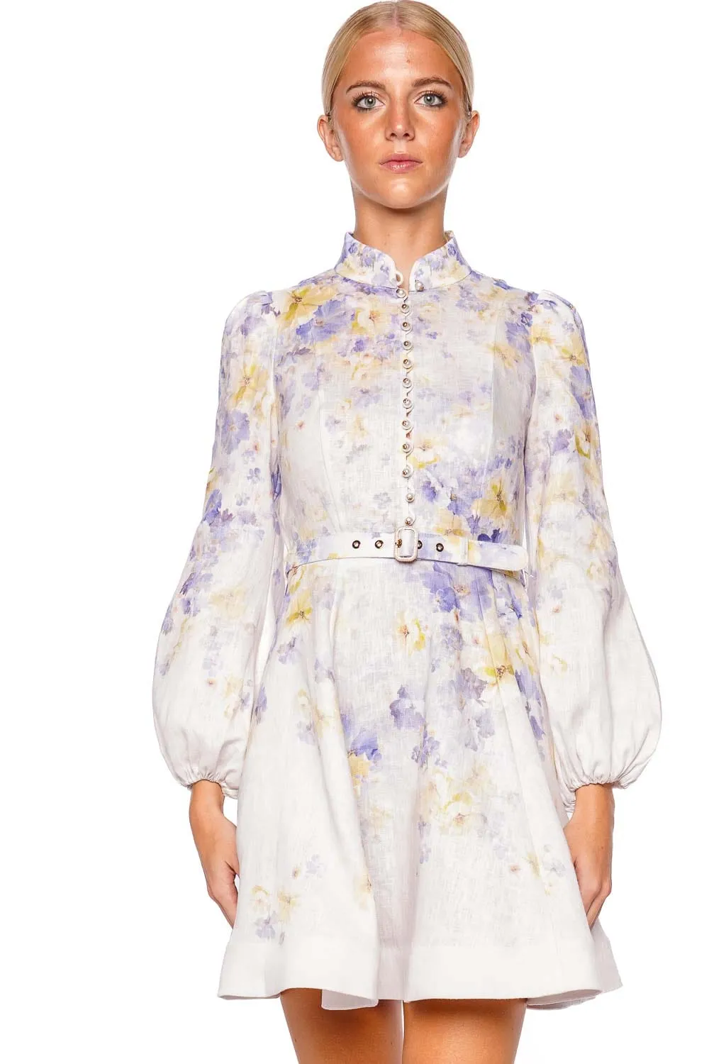 Crush Buttoned Linen Mini Dress