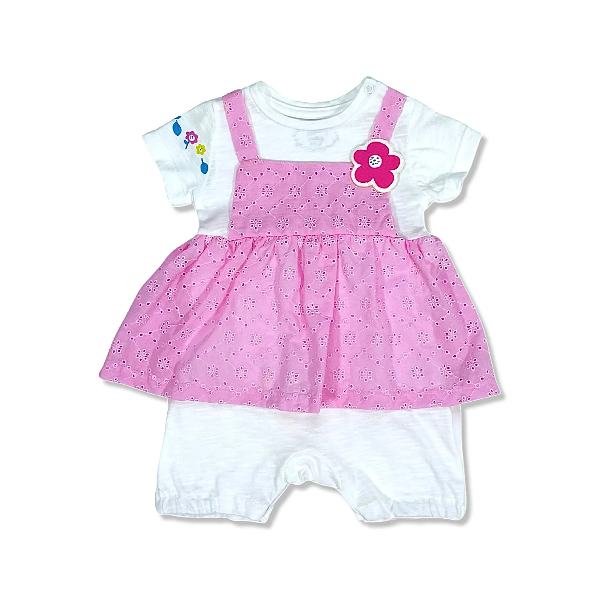 Cute Flower Detail - Baby Girl Romper Dress