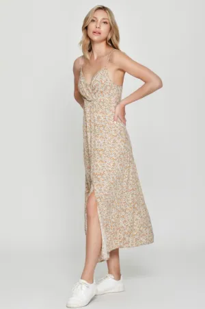 D105 SIDE BUTTON DITSY DRESS