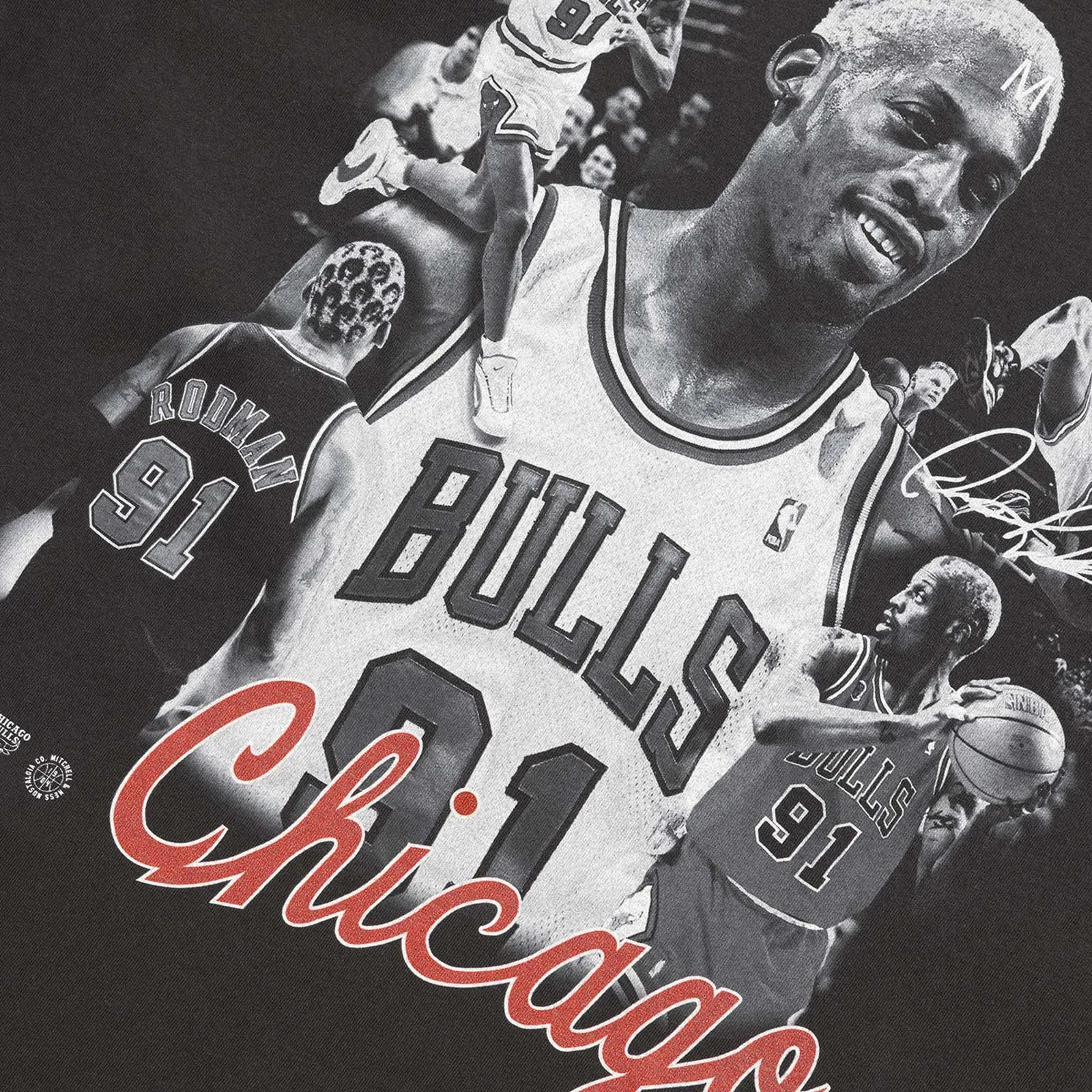 Dennis Rodman Chicago Bulls Player Photo Homage Tee - Faded Black