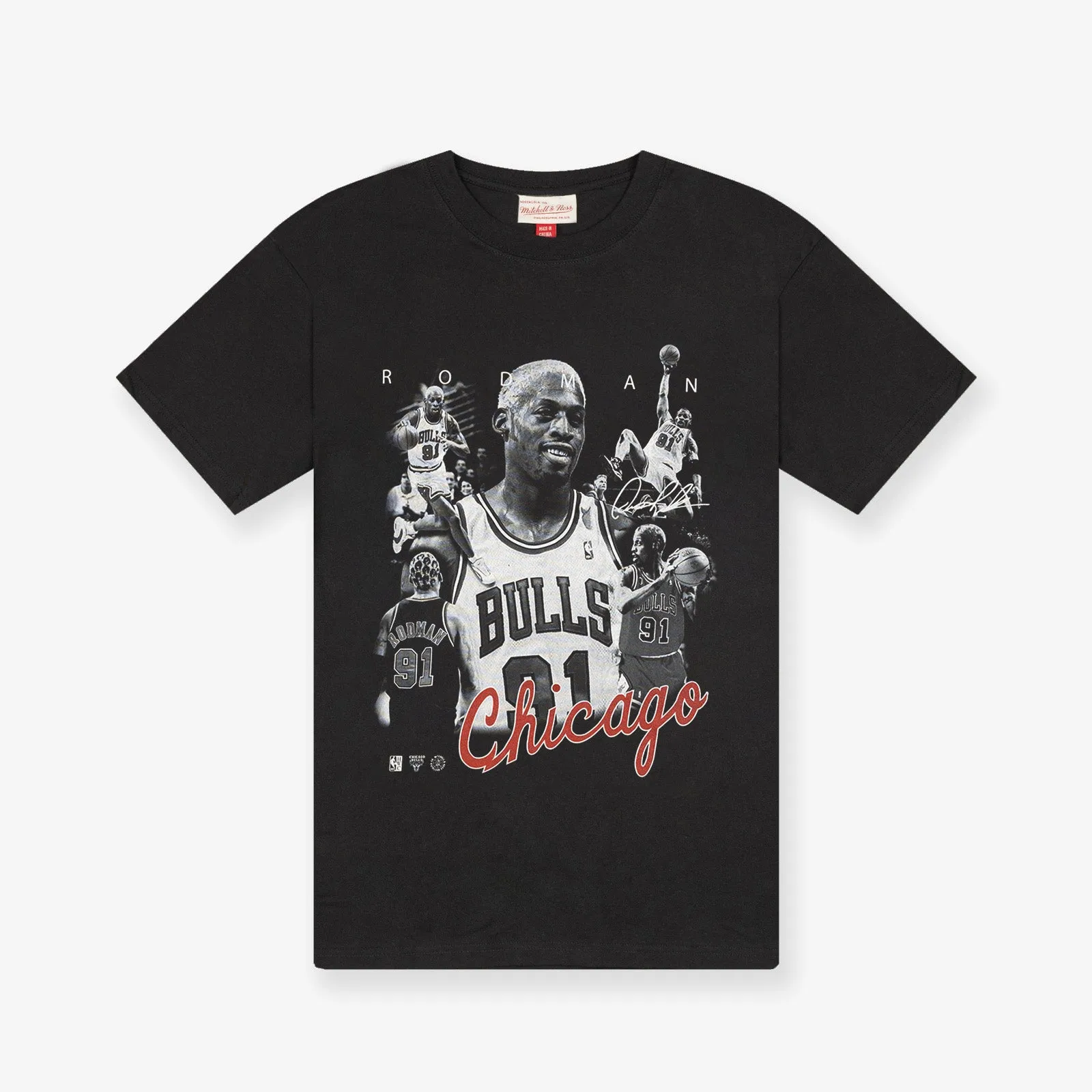 Dennis Rodman Chicago Bulls Player Photo Homage Tee - Faded Black