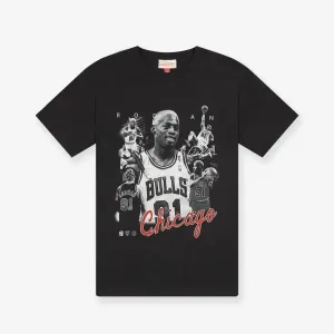 Dennis Rodman Chicago Bulls Player Photo Homage Tee - Faded Black
