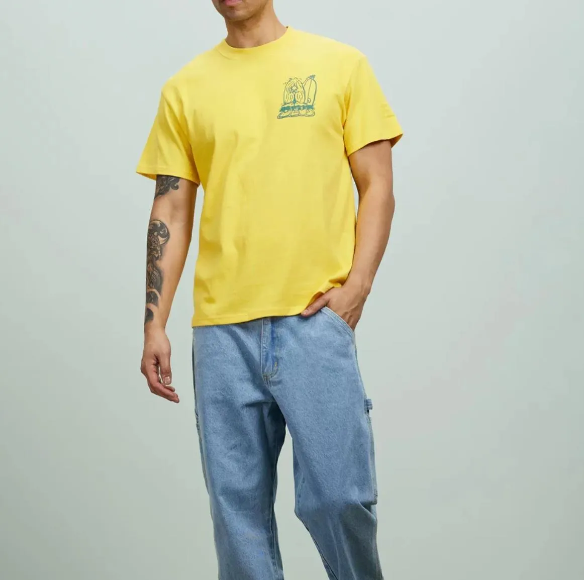 Deus ex Machina Customs Mens Yellow Short Sleeve Crew Neck T-Shirt Size XL (New)