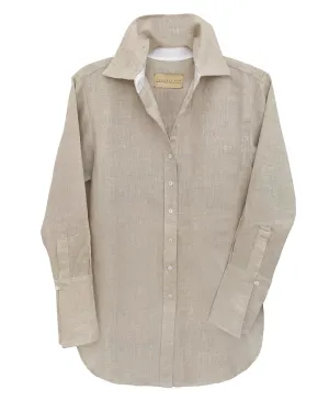 Donna Button-Down Shirt in Oatmeal Linen