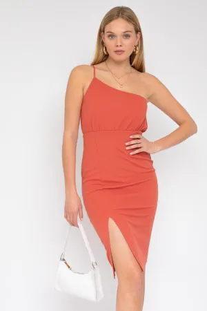 ELAINE SLEEVELESS ONE SHOULDER FRONT SLIT DRESS