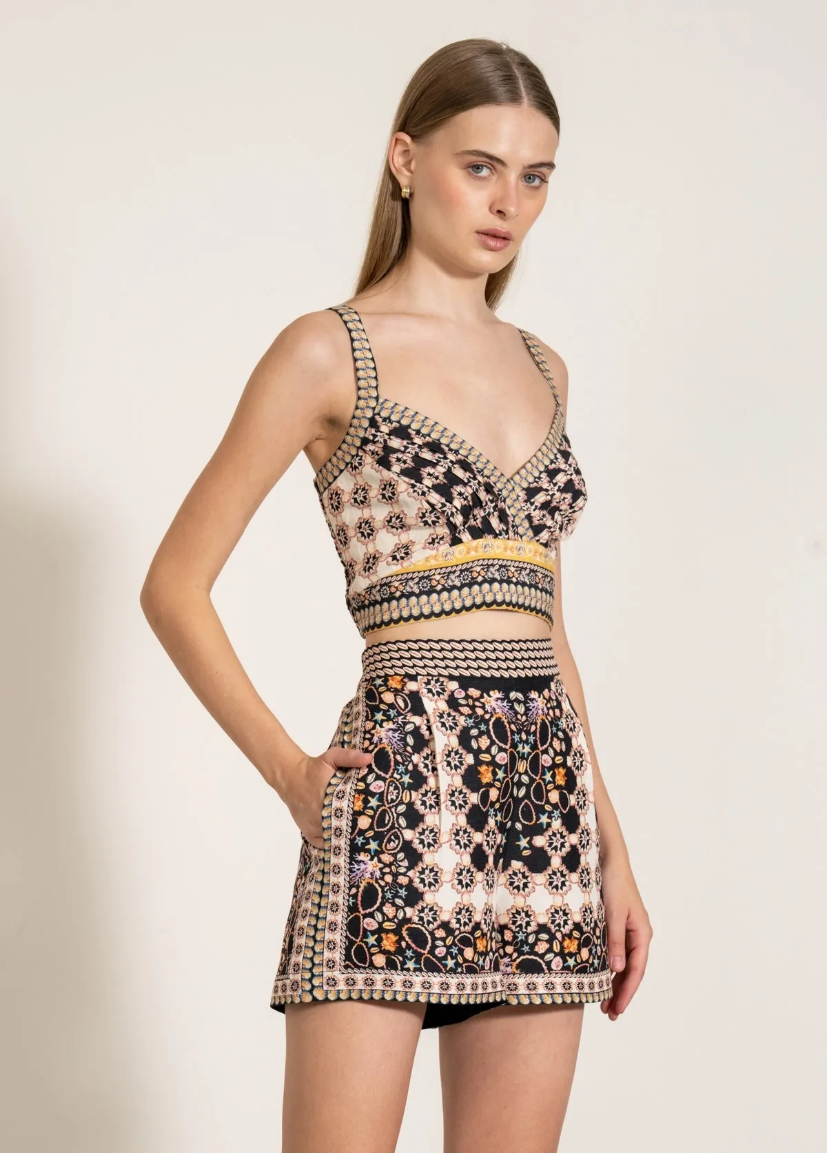 Elara pleated bustier and shorts