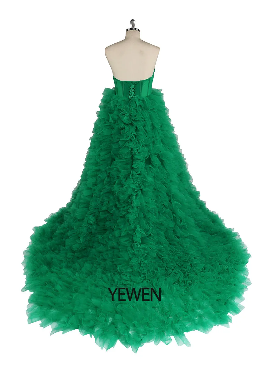 Elegant Blush Ruffles Tulle Colored Wedding Dress Photography Gown Photo Shoot Dress YEWEN YW220924