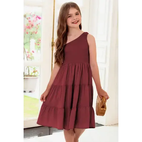 Elevate Your Style with a Chic One-Shoulder Sleeveless Tiered Dress