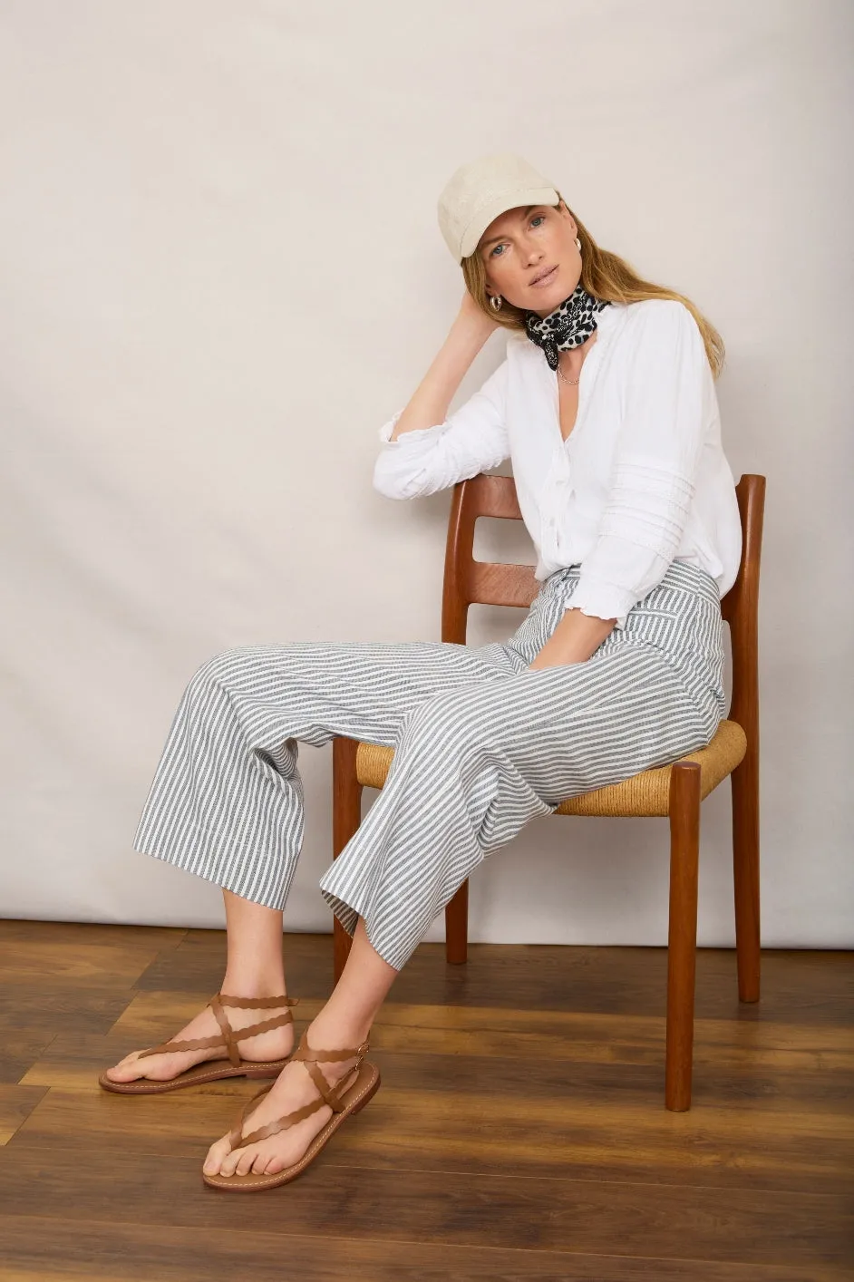 Eliana Trouser - Blue/Ivory Stripe