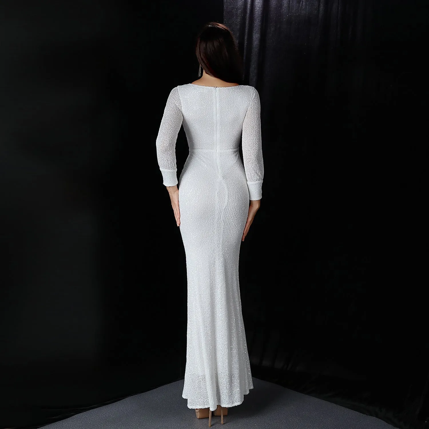 Ella long-sleeve sequined Charming formal fishtail dress